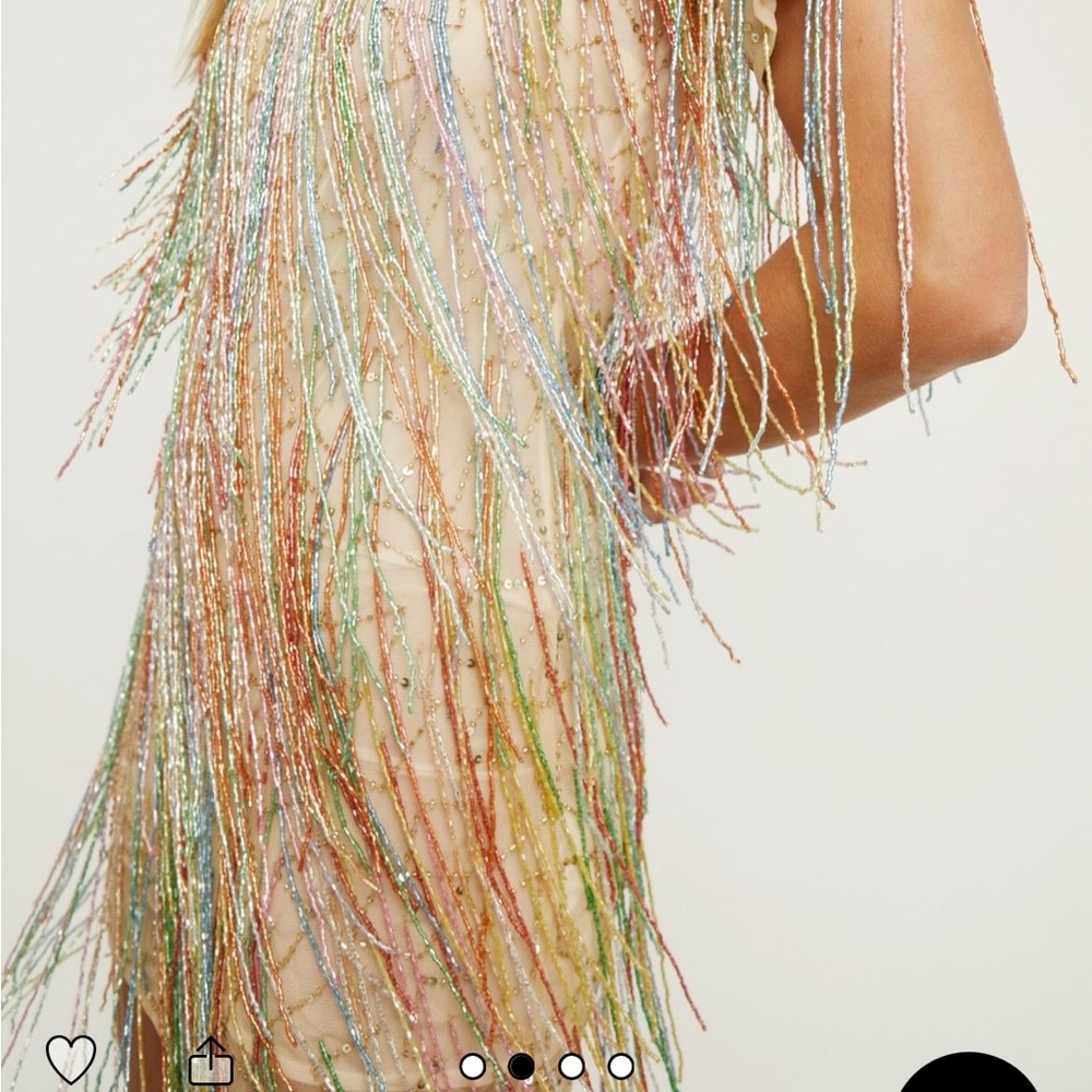 NWT Beaded Fringe Mini Dress